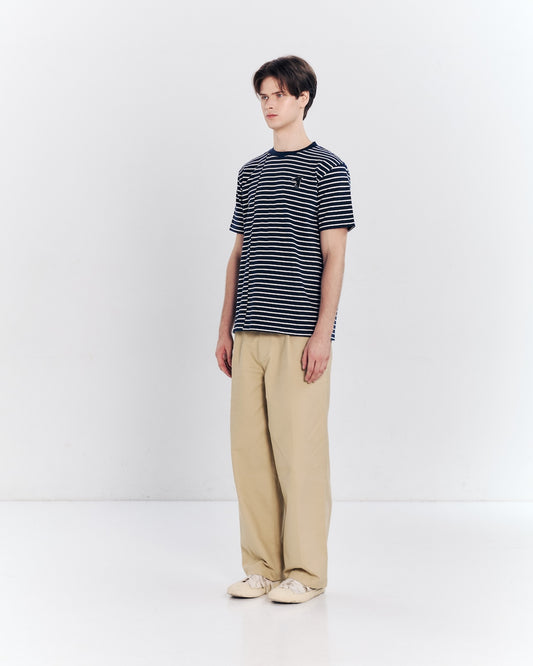 CLASSIC FIT STRIPED T-SHIRT WITH LOGO EMBROIDERED