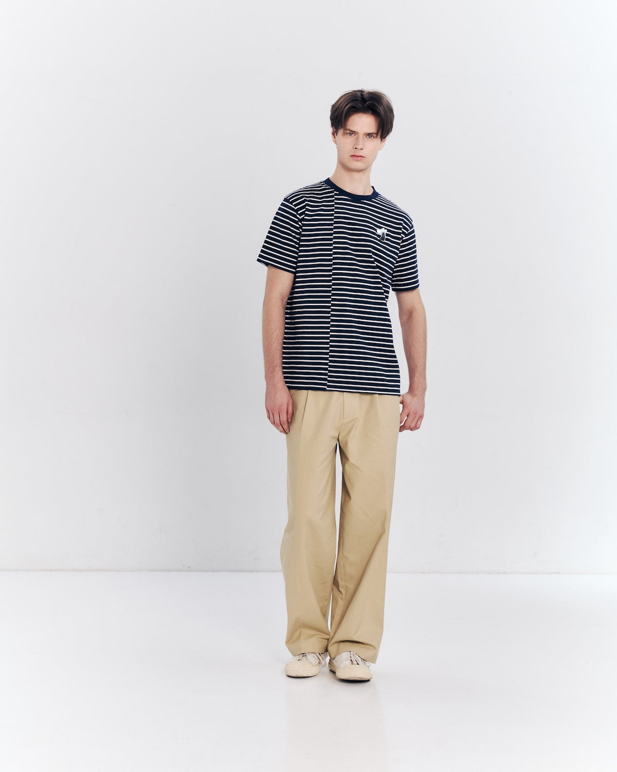 CLASSIC FIT STRIPED T-SHIRT WITH LOGO EMBROIDERED
