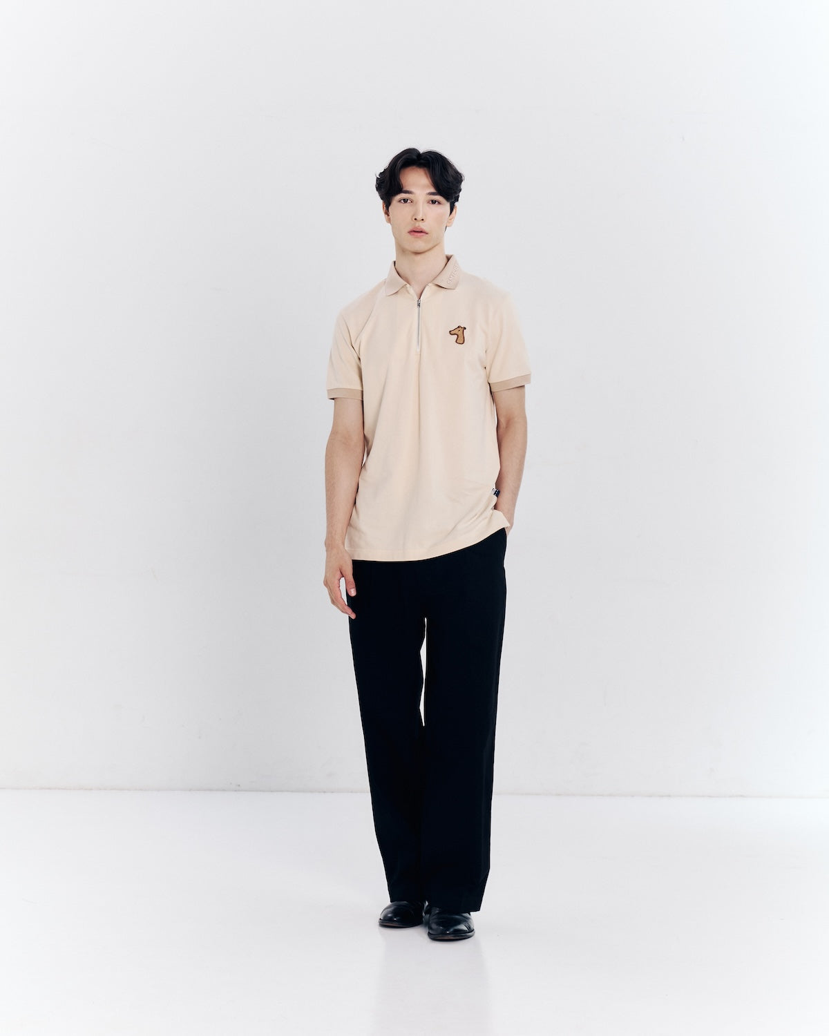 ZIP POLO SHIRT WITH LOGO EMBROIDERED