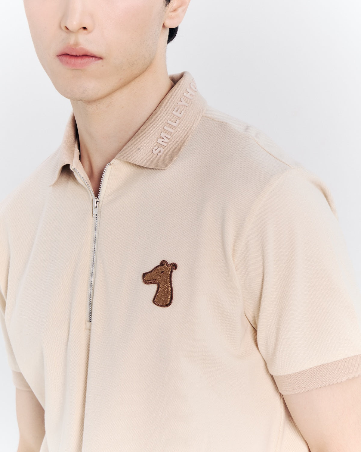 ZIP POLO SHIRT WITH LOGO EMBROIDERED