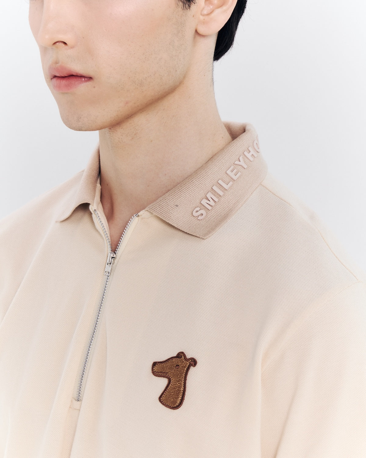 ZIP POLO SHIRT WITH LOGO EMBROIDERED