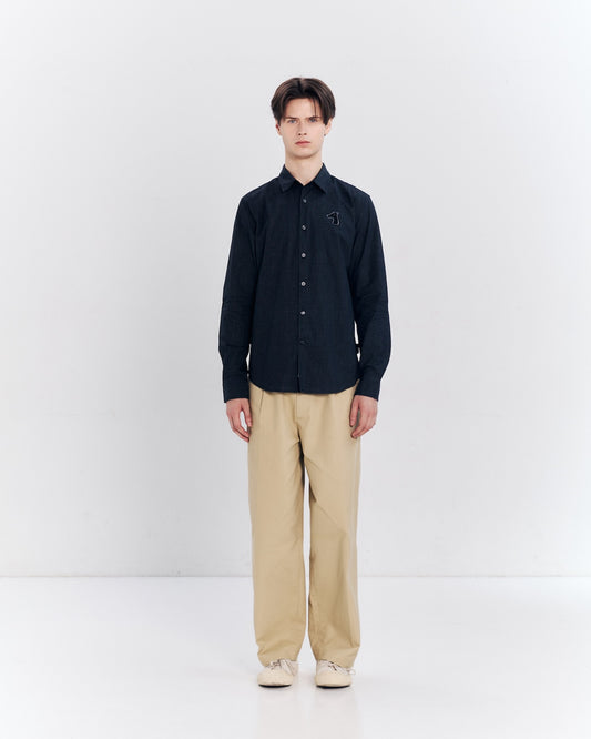 POPLIN SLIM SHIRT WITH LOGO EMBROIDERED