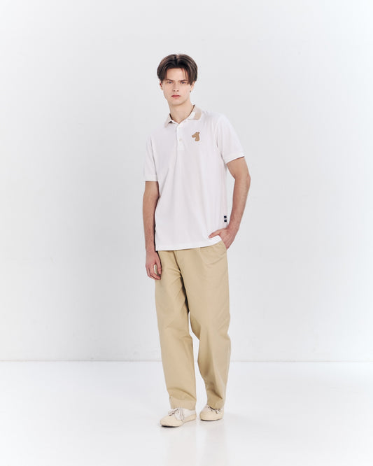 CONTRAST COLLAR POLO SHIRT WITH LOGO EMBROIDERED