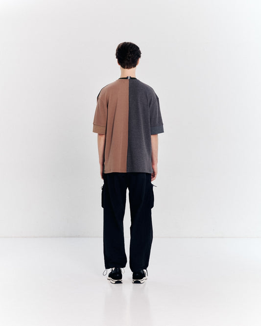 WAFFLE JERSEY LOOSE FIT T-SHIRT WITH LOGO EMBROIDERED