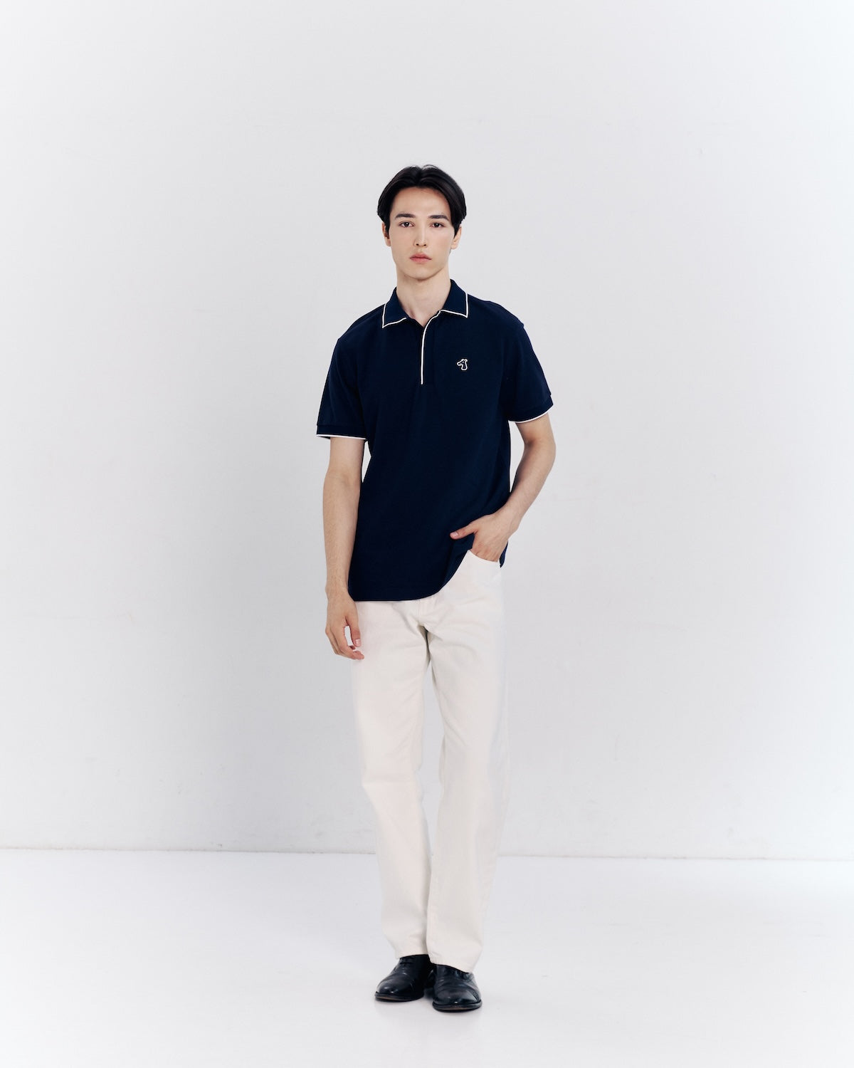 ZIP POLO SHIRT WITH LOGO EMBROIDERED