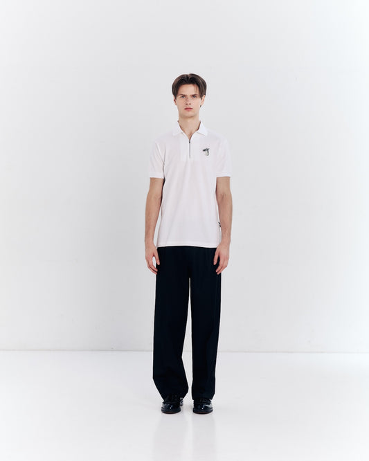 ZIP POLO SHIRT WITH LOGO EMBROIDERED