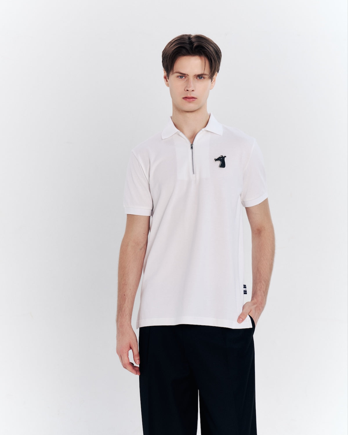 ZIP POLO SHIRT WITH LOGO EMBROIDERED