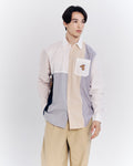 STRIPED COLOR-BLOCK SHIRT WITH LOGO EMBROIDERED