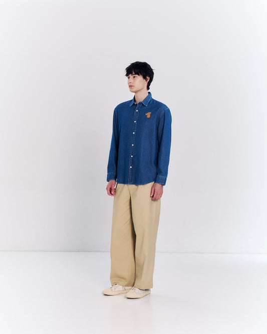 DENIM SHIRT WITH LOGO EMBROIDERED