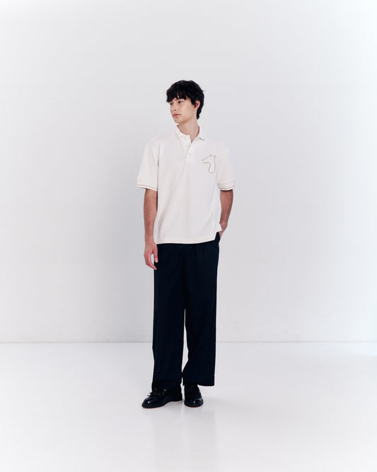 STRIP DETAILED POLO SHIRT WITH LOGO EMBROIDERED