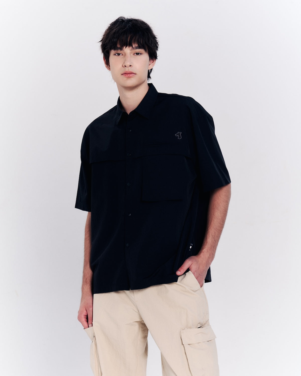 BOXY-FIT SHIRT WITH LOGO EMBROIDERED
