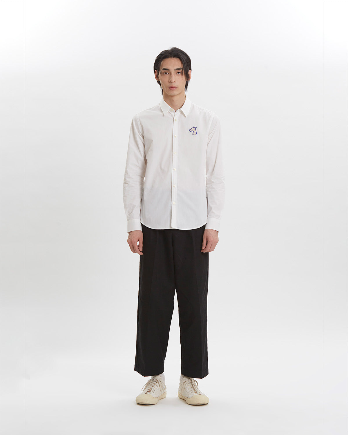 POPLIN SLIM SHIRT WITH LOGO EMBROIDERED