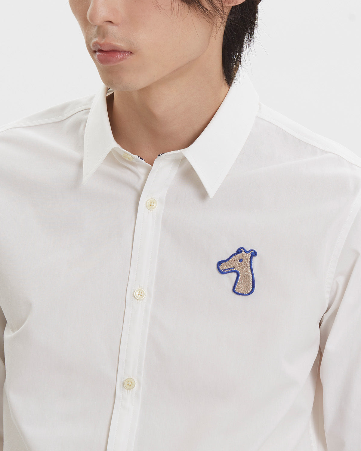POPLIN SLIM SHIRT WITH LOGO EMBROIDERED