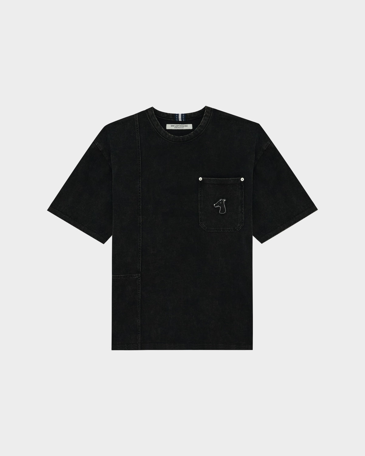 PANELED T-SHIRT WITH LOGO EMBROIDERED