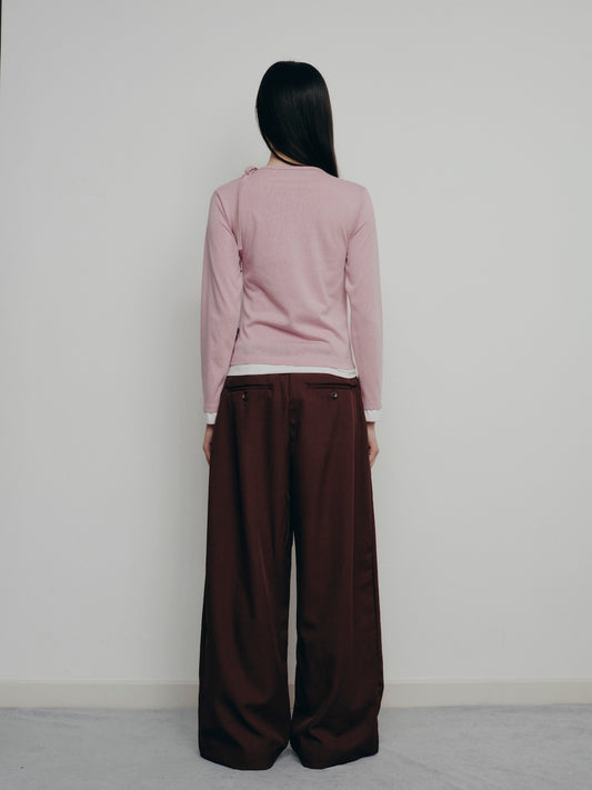 BESTIE DRAWSTRING WIDE-LEG TROUSERS