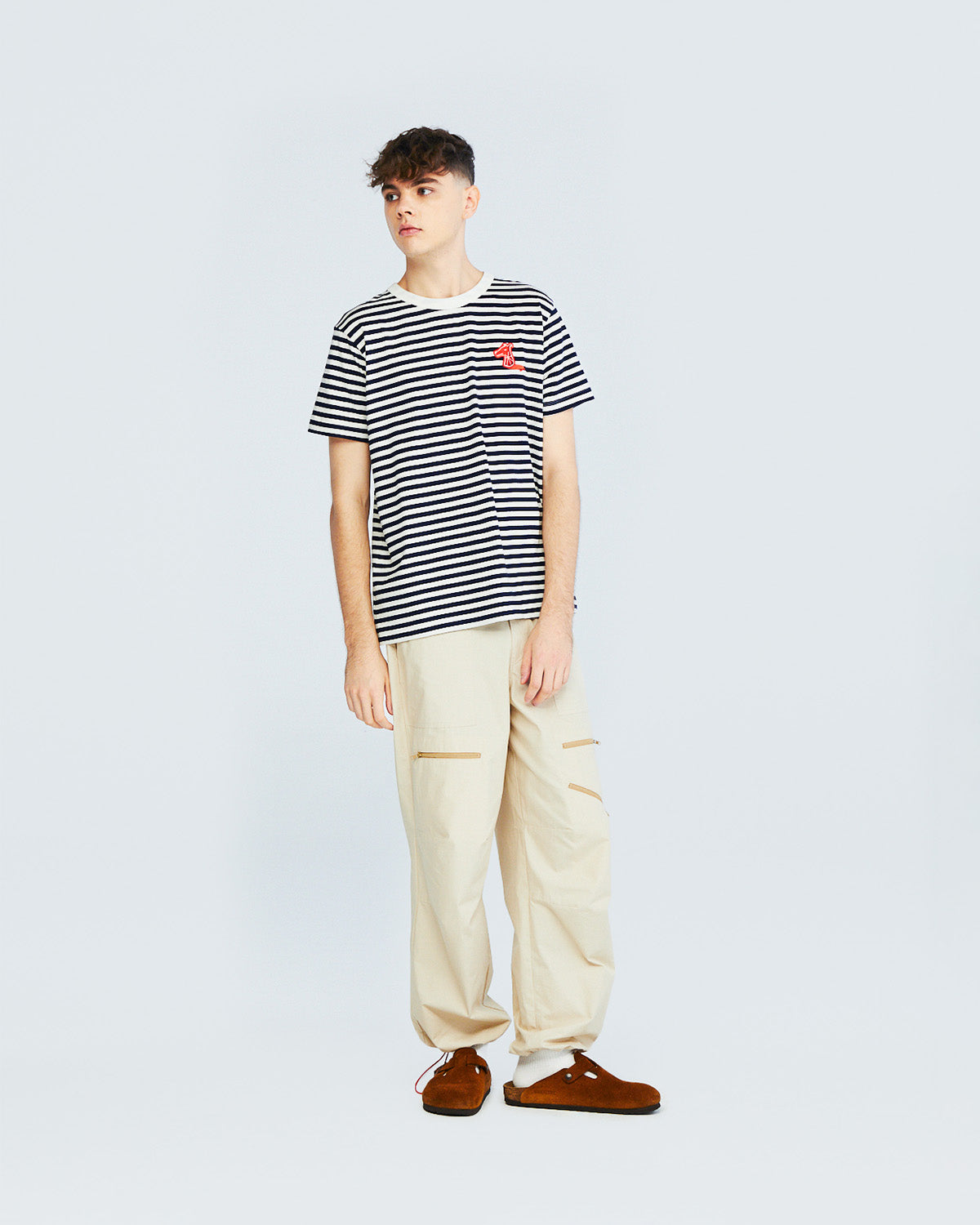 SUMMER STRIPE  T-SHIRT WITH LOGO EMBROIDERED