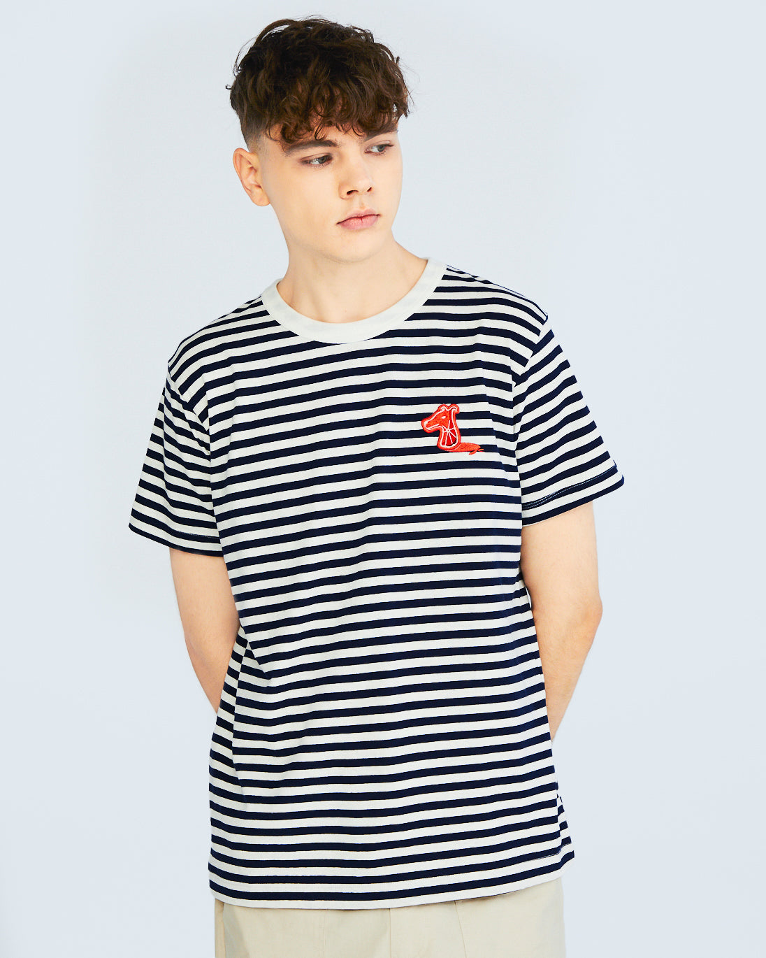 SUMMER STRIPE  T-SHIRT WITH LOGO EMBROIDERED