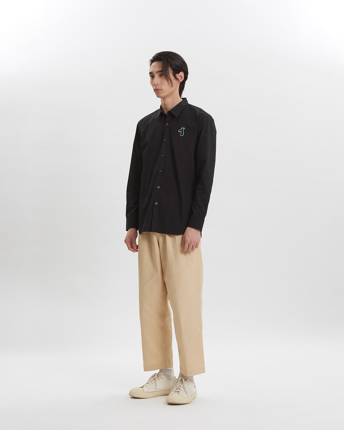 POPLIN REGULAR SHIRT WITH LOGO EMBROIDERED