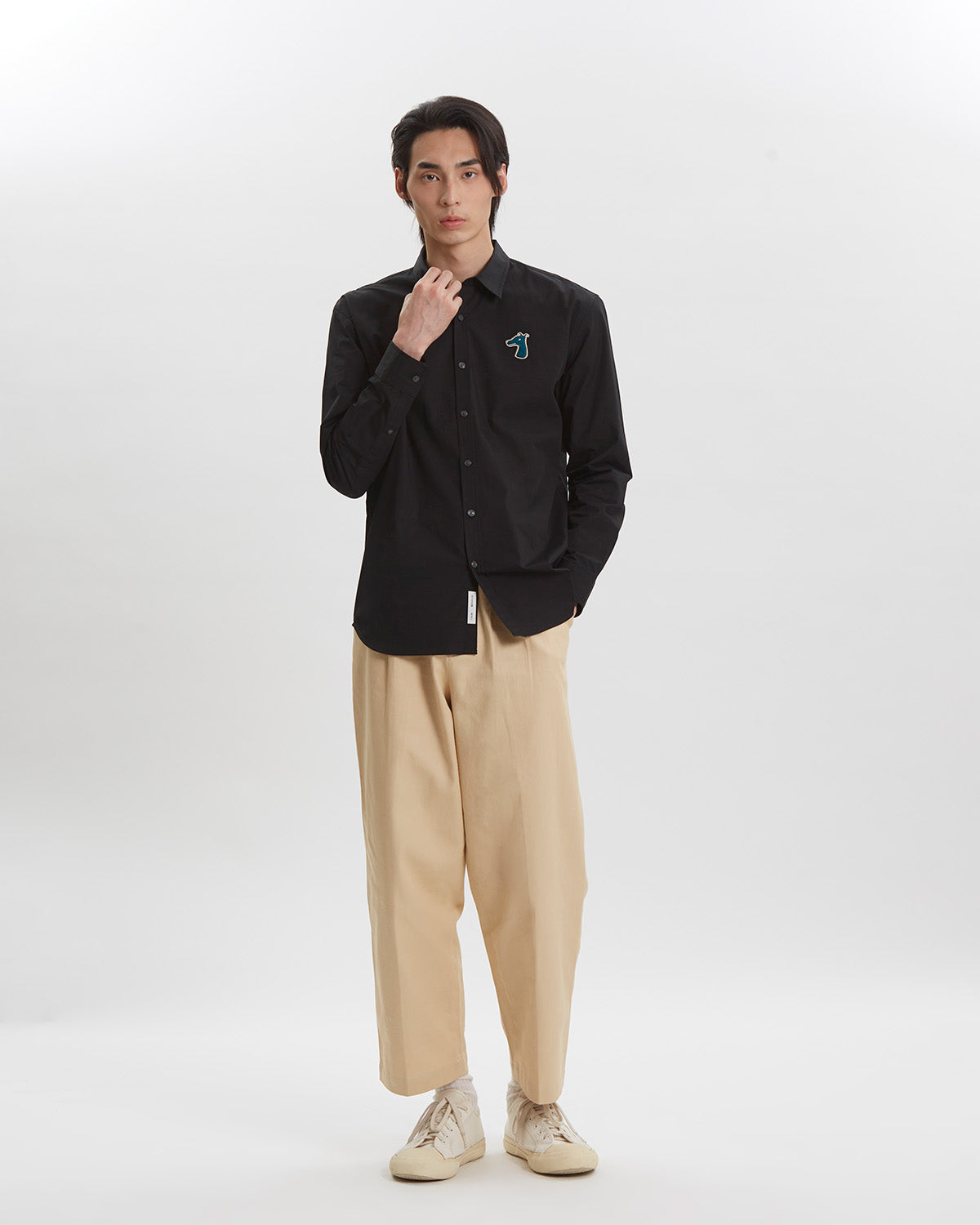 POPLIN REGULAR SHIRT WITH LOGO EMBROIDERED