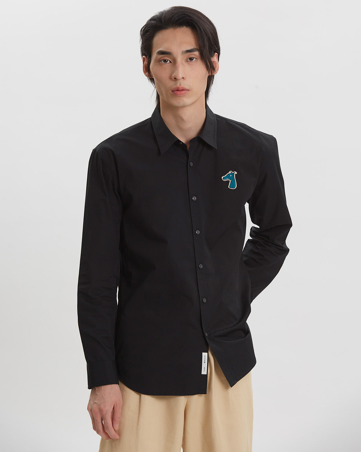 POPLIN REGULAR SHIRT WITH LOGO EMBROIDERED