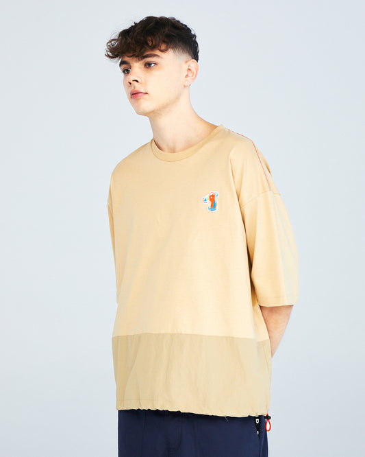 'DRAWSTRING  T-SHIRT WITH LOGO EMBROIDERED