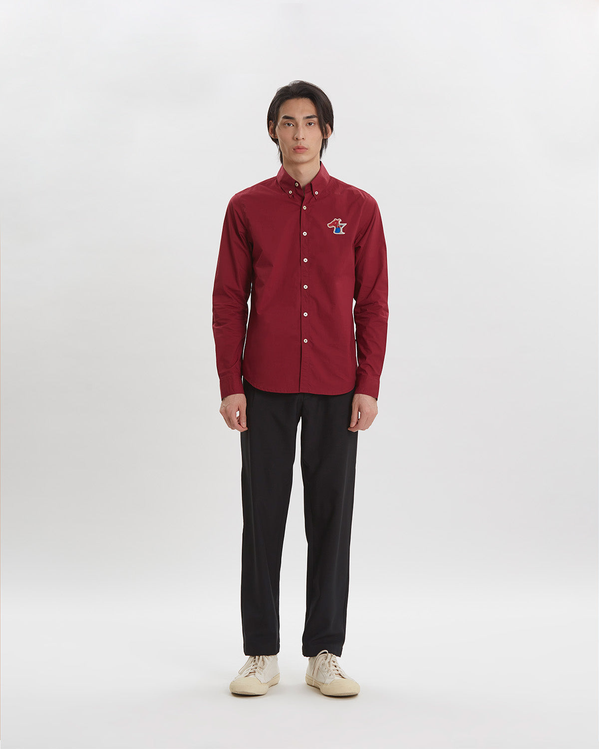 POPLIN SLIM SHIRT WITH LOGO EMBROIDERED