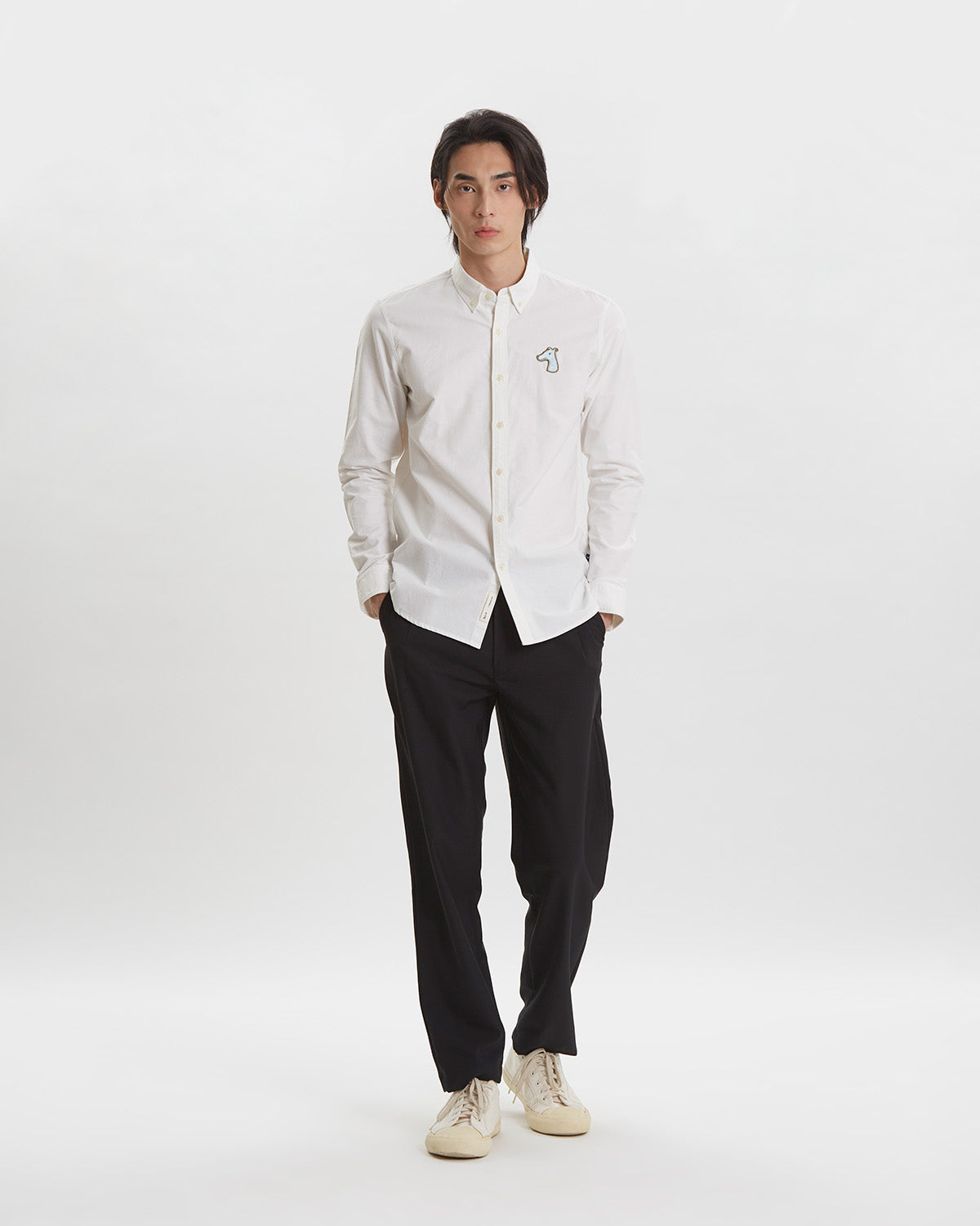OXFORD SLIM SHIRT WITH LOGO EMBROIDERED