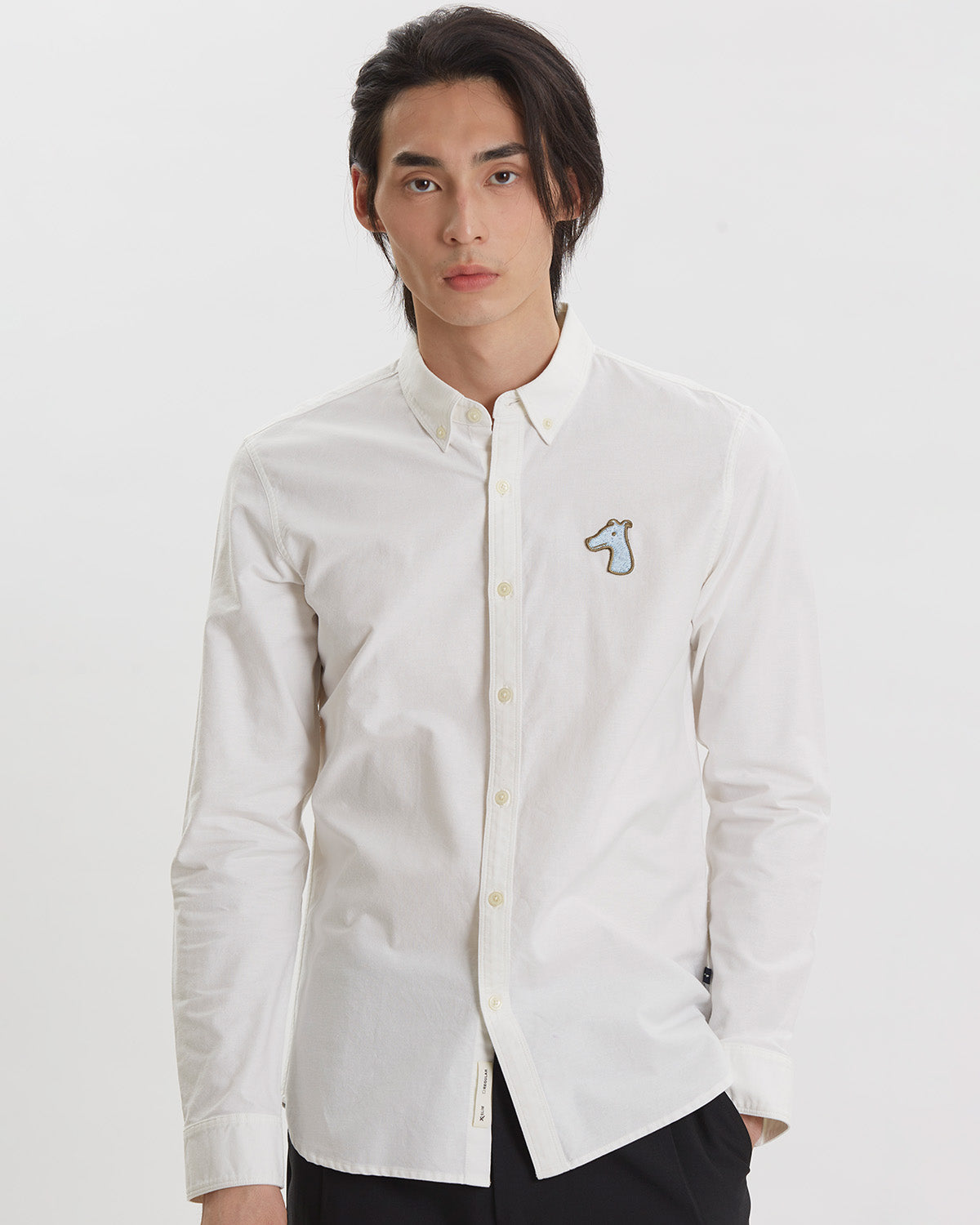 OXFORD SLIM SHIRT WITH LOGO EMBROIDERED