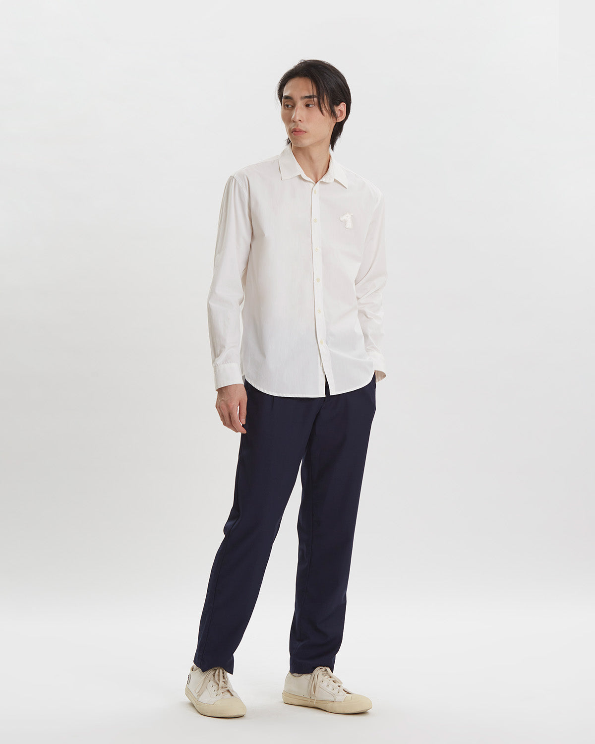 POPLIN REGULAR SHIRT WITH LOGO EMBROIDERED