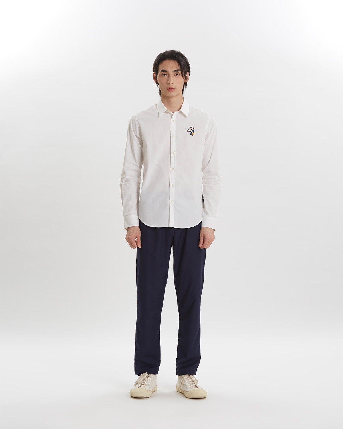 POPLIN SLIM SHIRT WITH LOGO EMBROIDERED