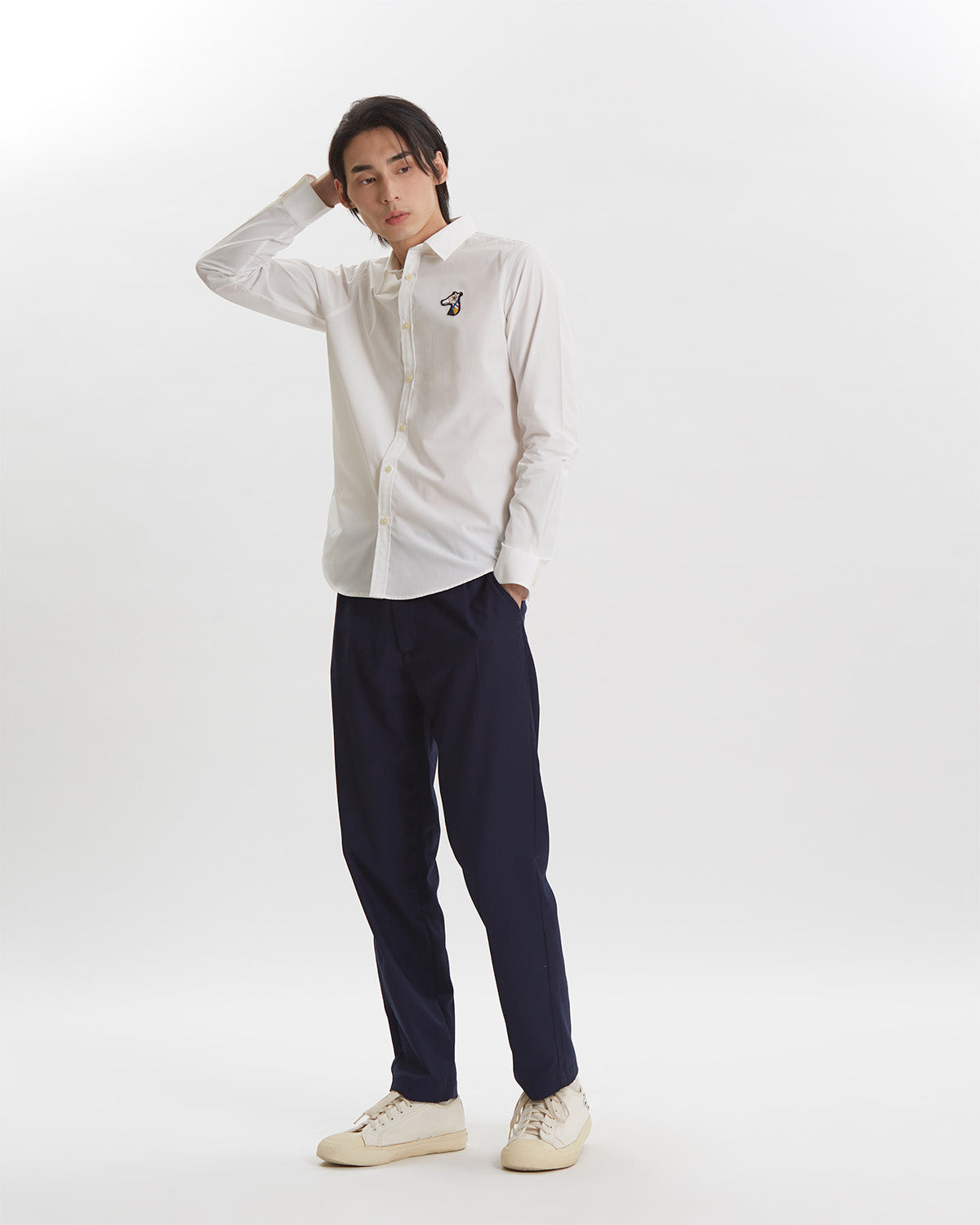 POPLIN SLIM SHIRT WITH LOGO EMBROIDERED