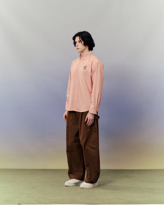 SMILEYHOUND RIBBON LOGO LINEN BUTTON-DOWN SHIRT