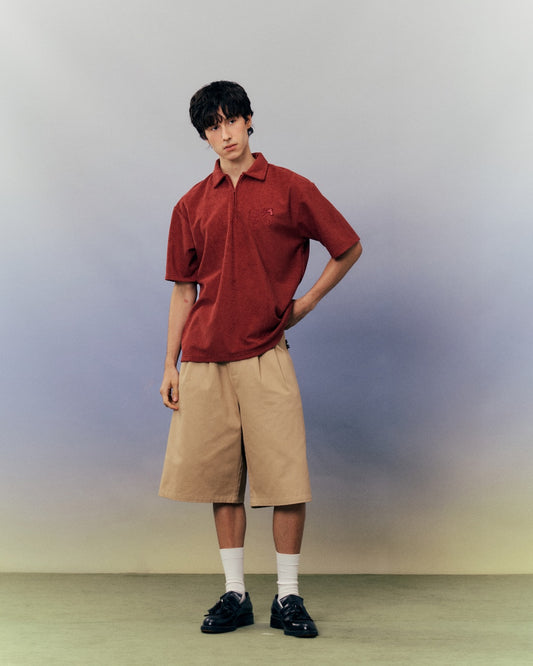 SMILEYHOUND EXTRA-LONG PLEATED BERMUDA SHORTS