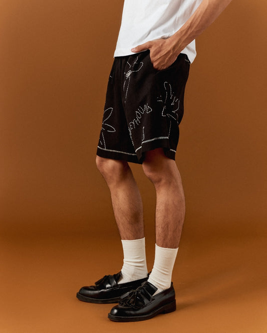 FLOWER FOLK EMBROIDERED SHORTS