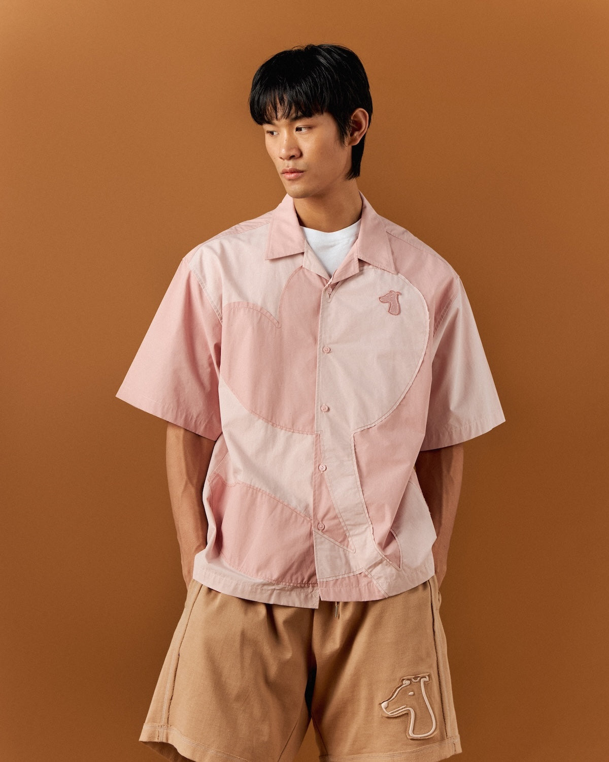 FLOWER PATCH OPEN-COLLAR SHIRT
