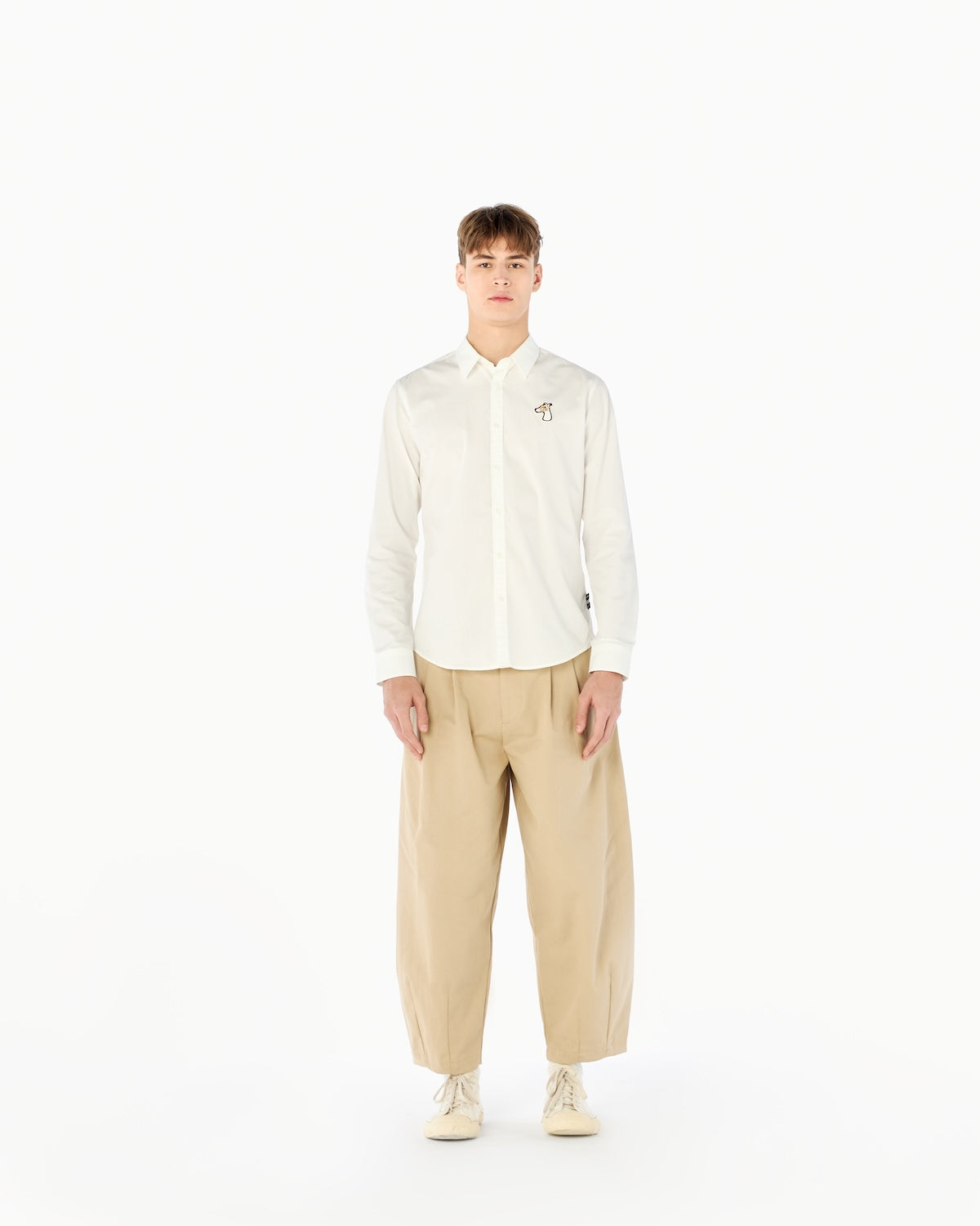 POPLIN SLIM SHIRT WITH LOGO EMBROIDERED