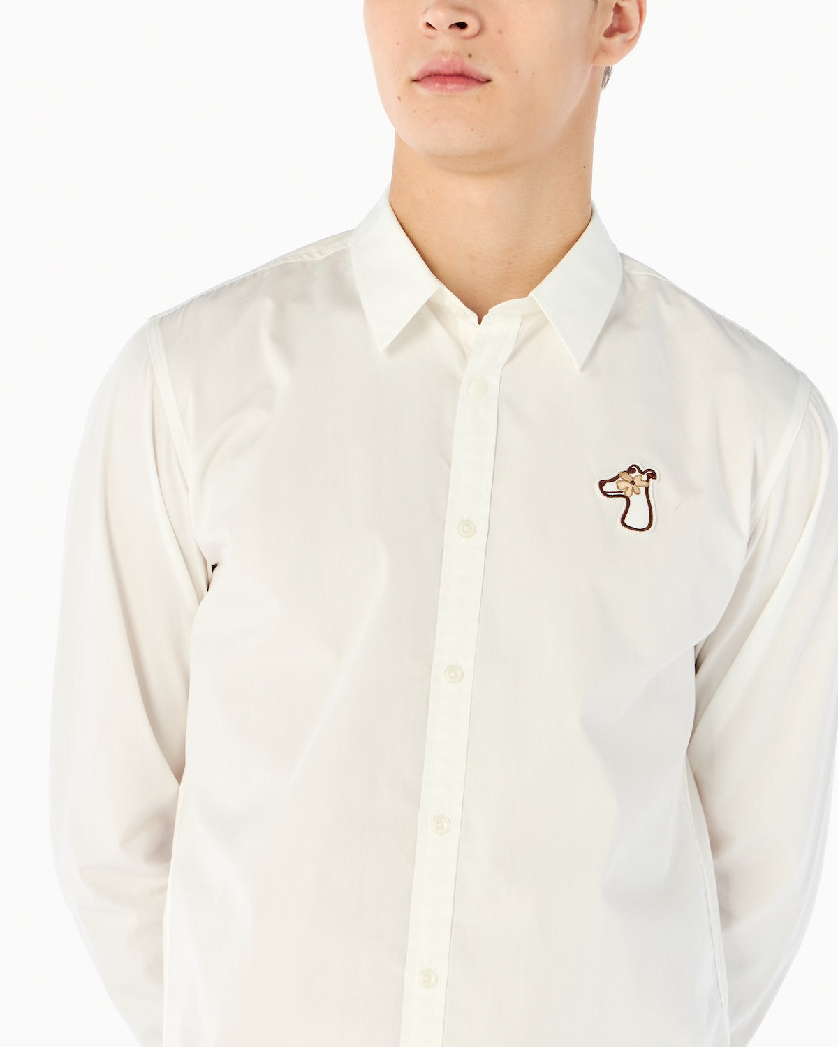 POPLIN SLIM SHIRT WITH LOGO EMBROIDERED