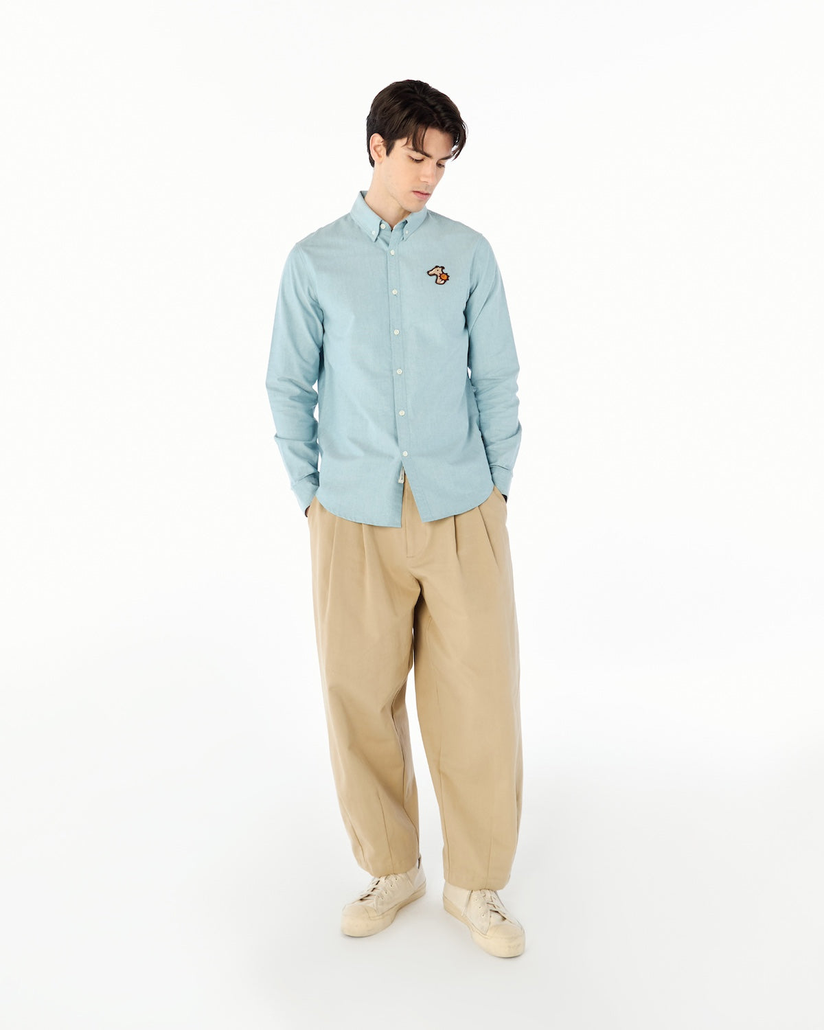 OXFORD SLIM SHIRT WITH LOGO EMBROIDERED