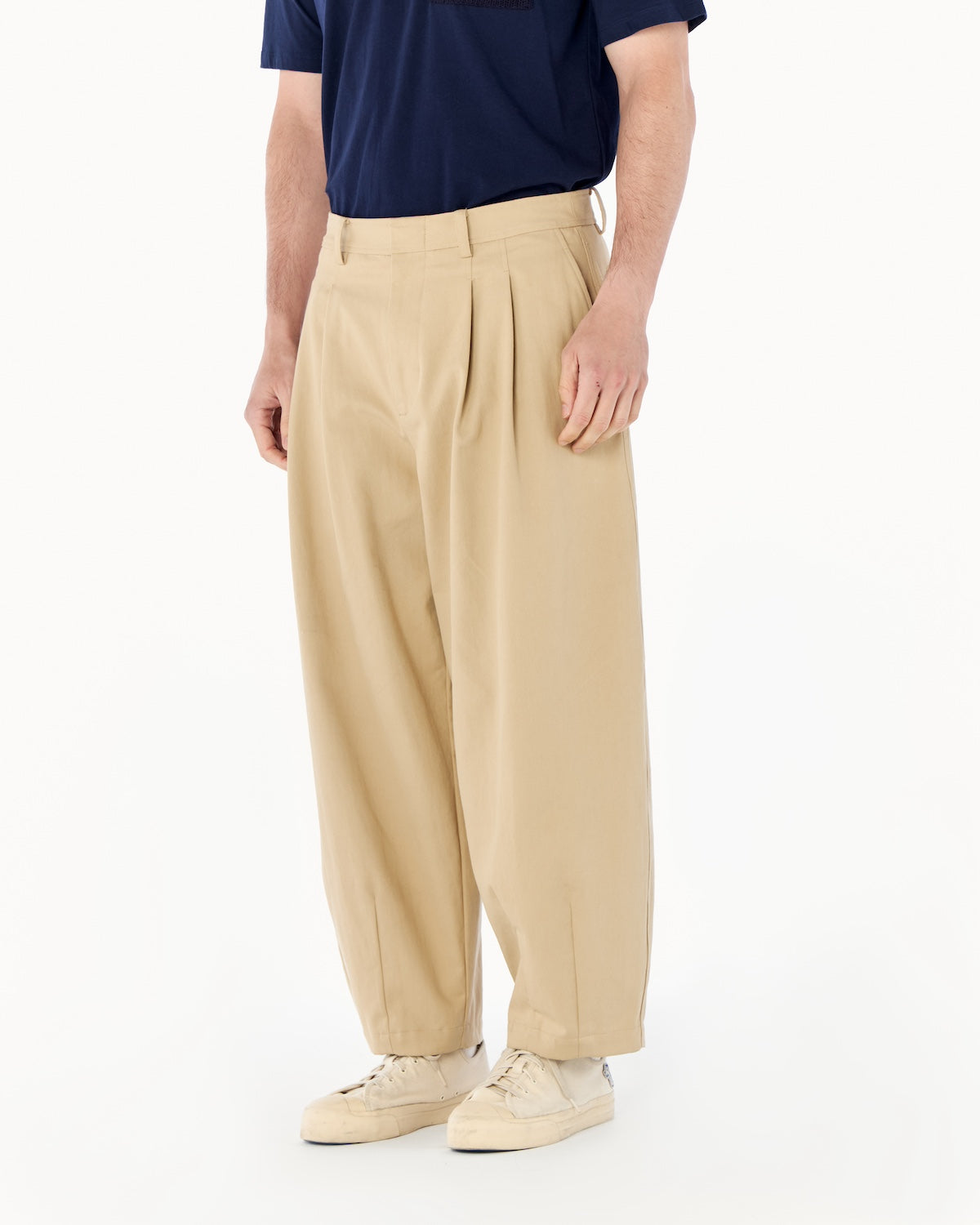 BALLOON FIT COTTON TWILL PANTS