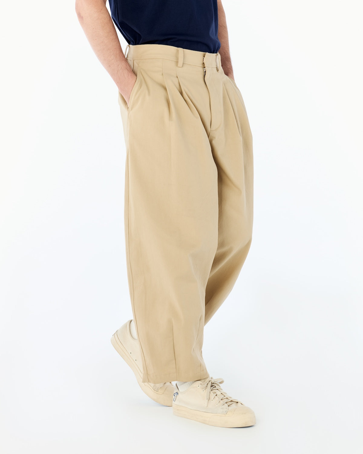 BALLOON FIT COTTON TWILL PANTS
