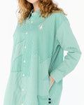 FLOWER PATCH STRIPED POPLIN SHIRT DRESS