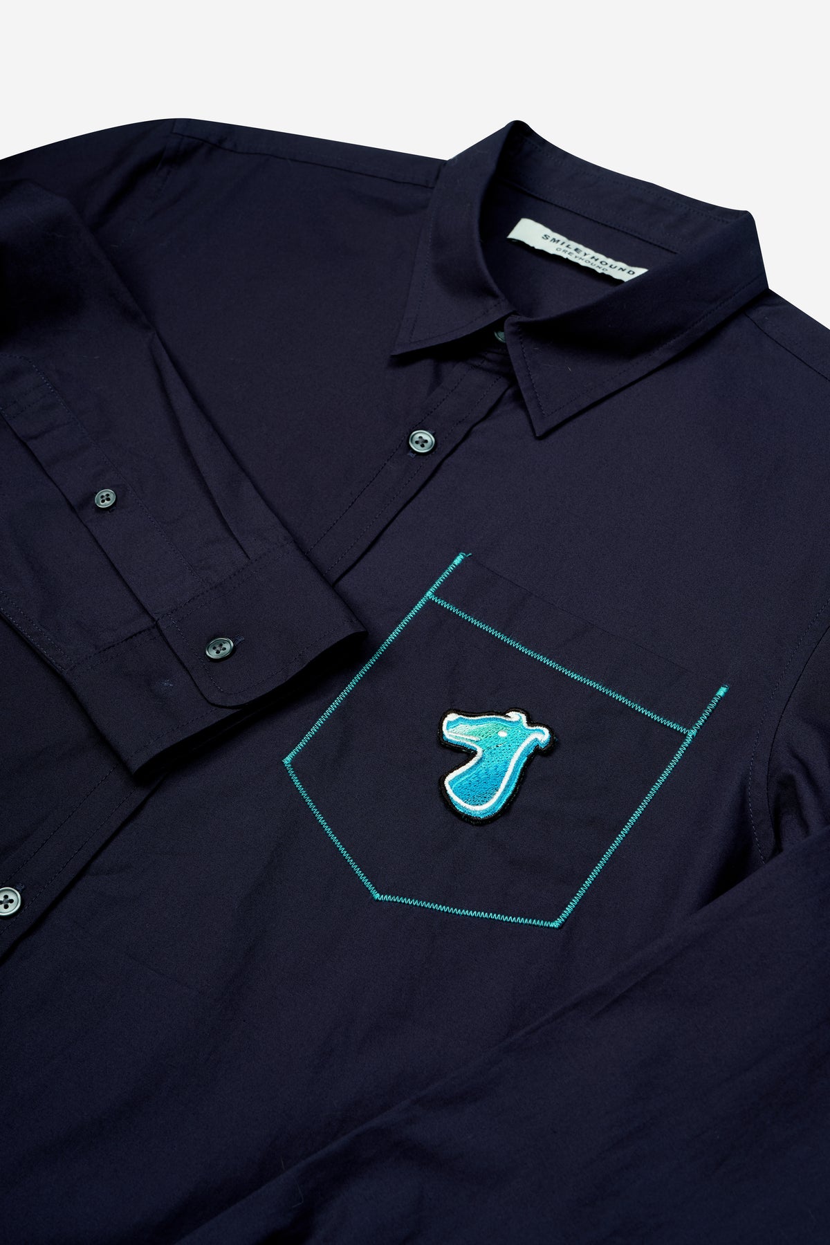 CONTRAST STITCH POCKET SHIRT WITH LOGO EMBROIDERED