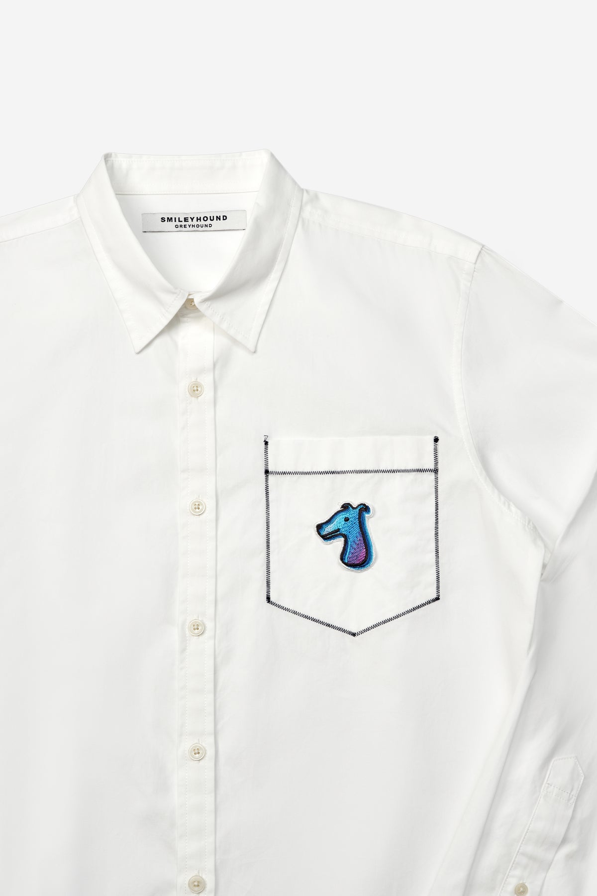 CONTRAST STITCH POCKET SHIRT WITH LOGO EMBROIDERED