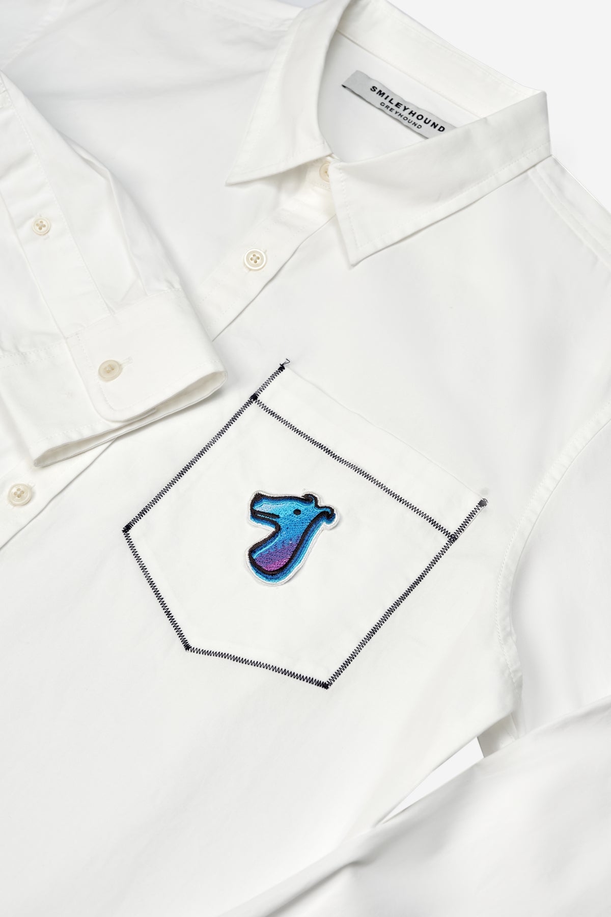 CONTRAST STITCH POCKET SHIRT WITH LOGO EMBROIDERED