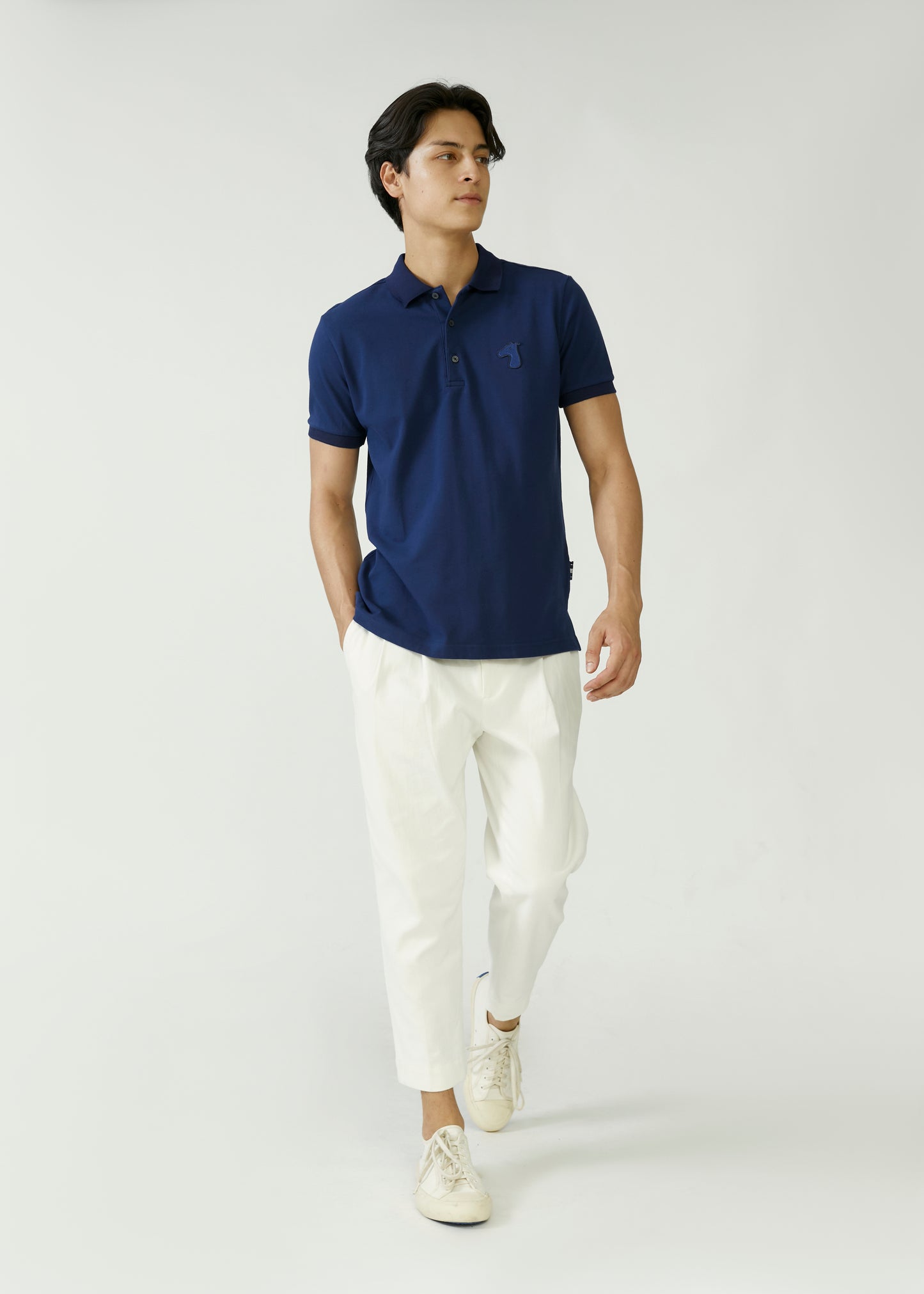 PIQUE POLO SHIRT WITH TONE-ON-TONE LOGO