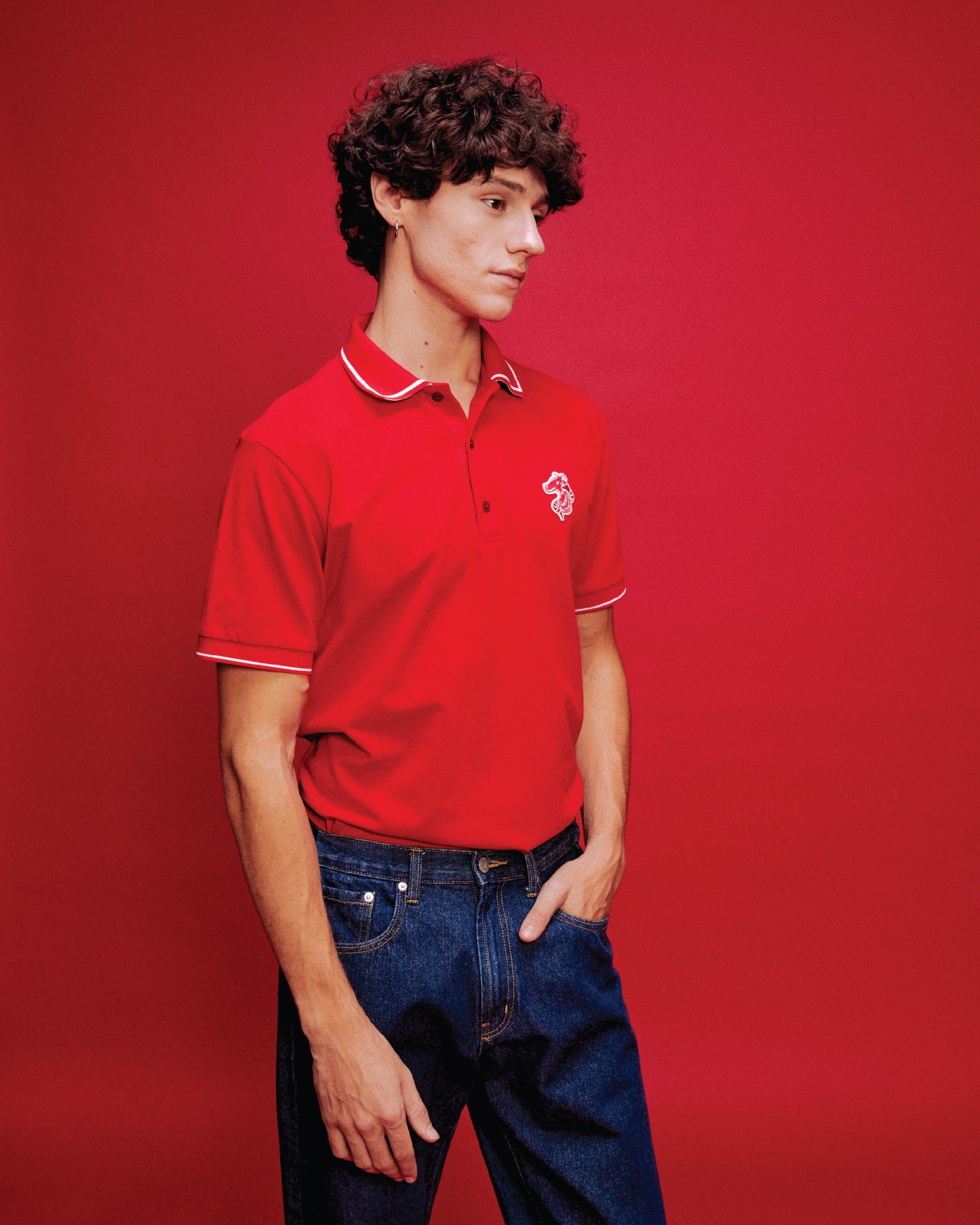 PIQUE POLO SHIRT WITH LOGO EMBROIDERED