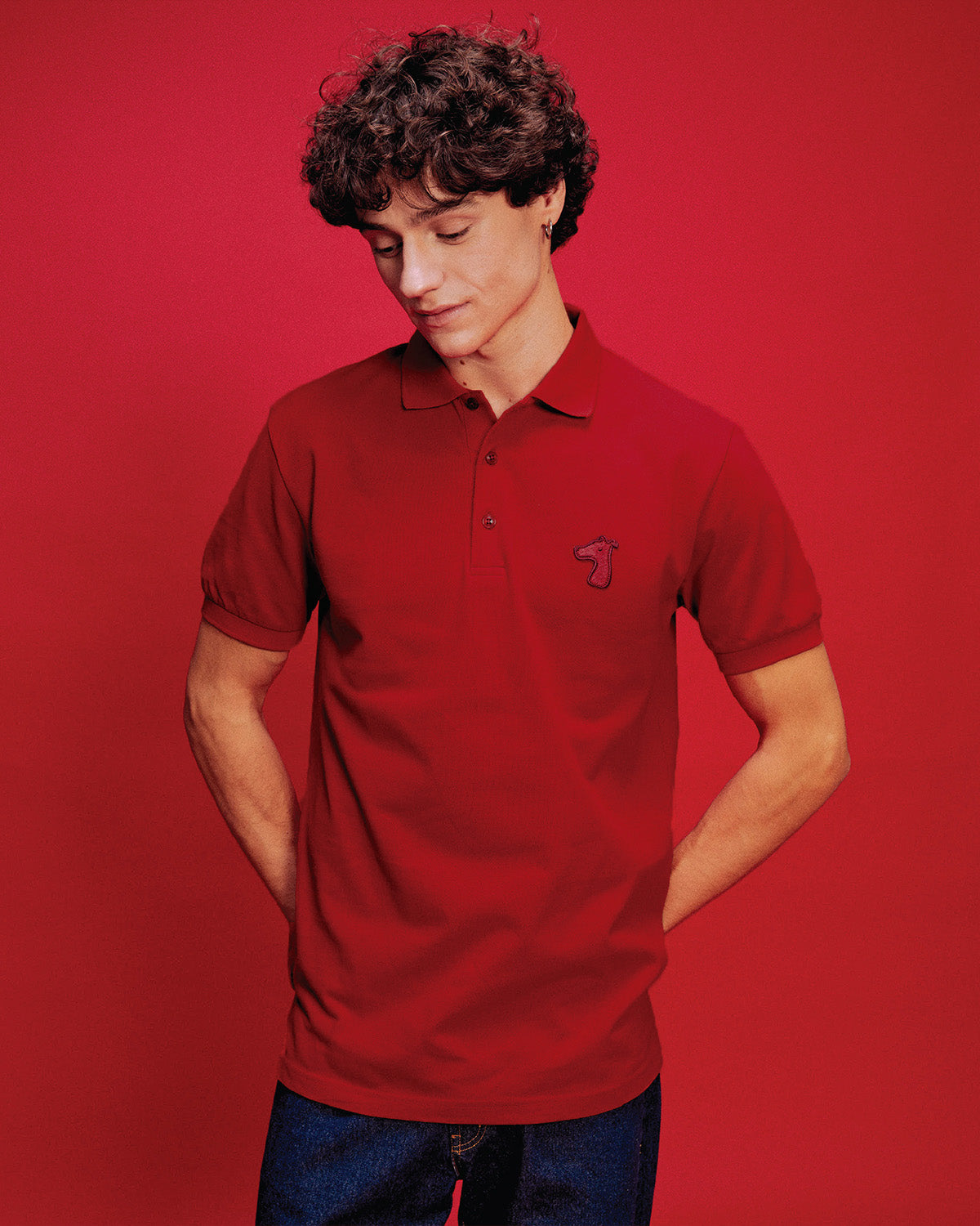 PIQUE POLO SHIRT WITH LOGO EMBROIDERED