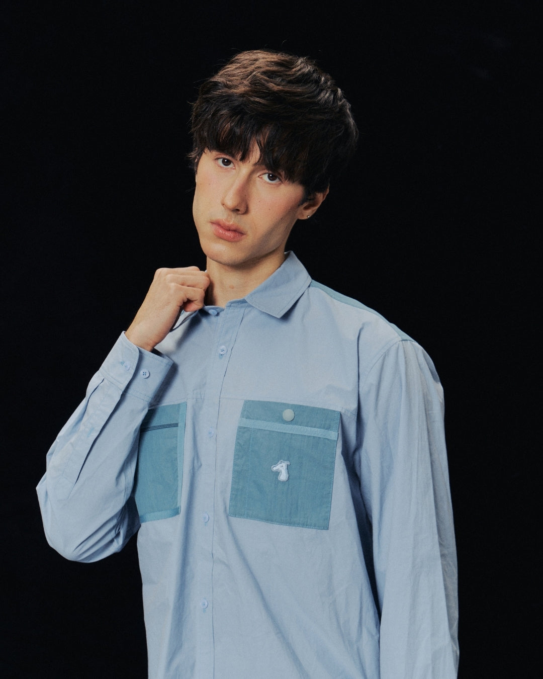 GOODGATHER WORKWEAR SHIRT WITH CONTRAST POCKETS