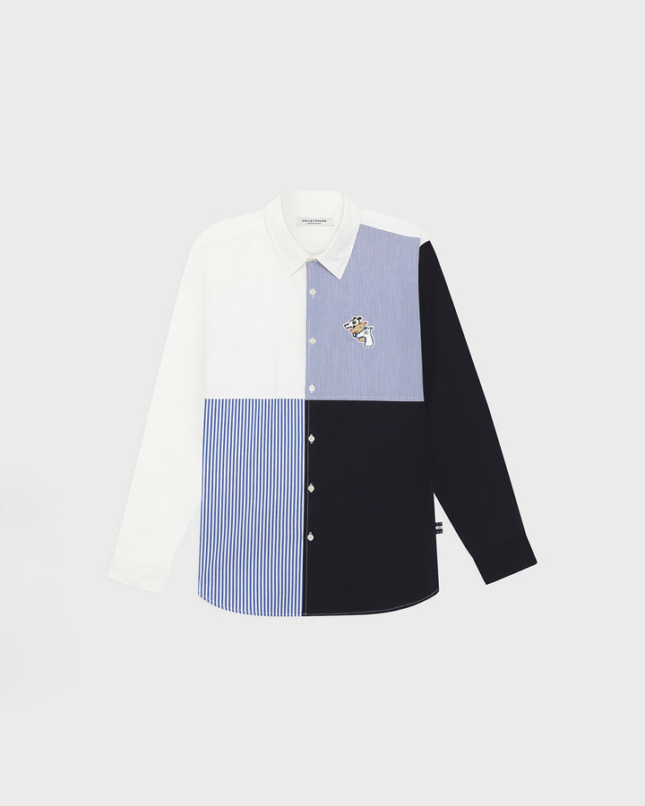 ' 'HOUND TOGETHER' COLOR-BLOCK  OVERSIZED SHIRT WITH LOGO EMBROIDERED
