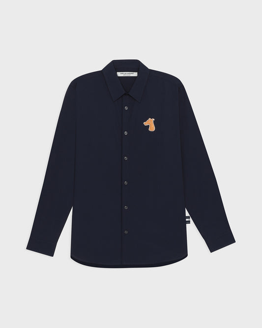 POPLIN SLIM SHIRT WITH LOGO EMBROIDERED